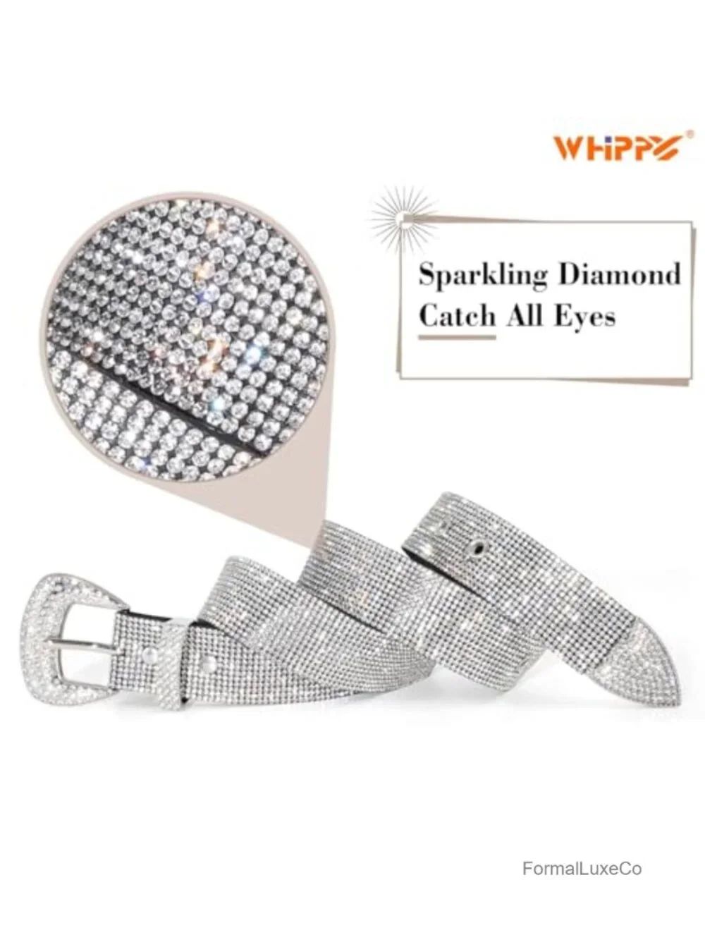 Rhinestone Cowgirl Studded Belt for Jeans - Shiny Disco Waist - Leather &